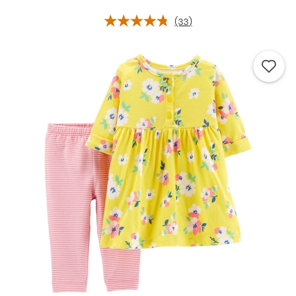 2-Piece Floral Dress & Striped Legging Set